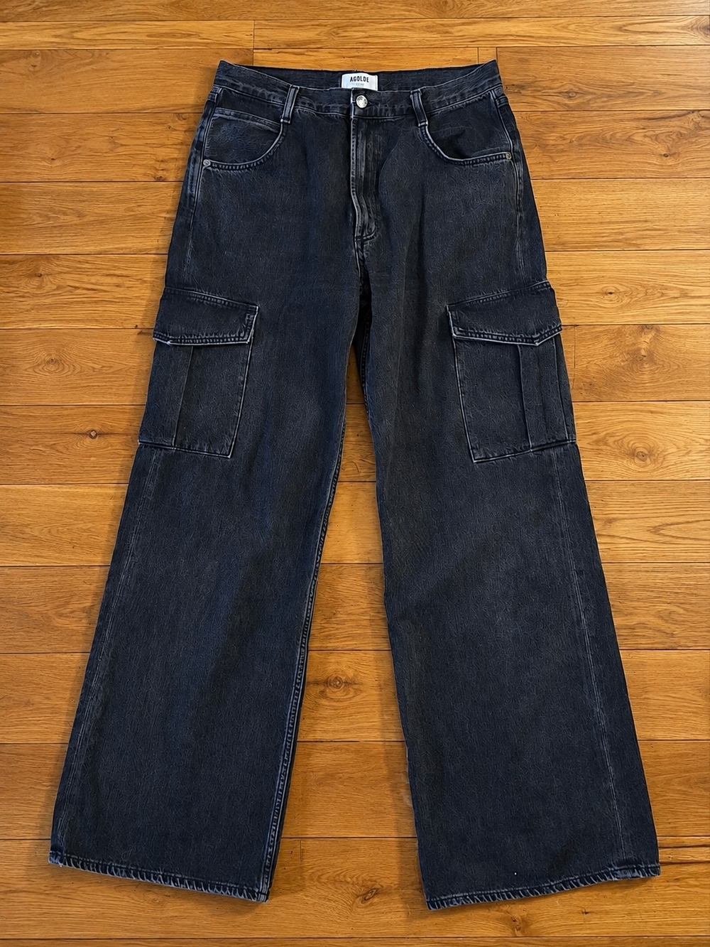 AGOLDE Cargo Jeans Washed Black Wide Leg Women’s Size 28; - Picture 3 of 9
